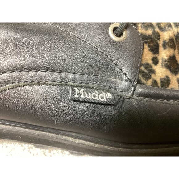 Vintage Mudd Leather & Leopard Print Lace-Up Boots Size 9M Grunge Moto Punk Y2K - Picture 10 of 11